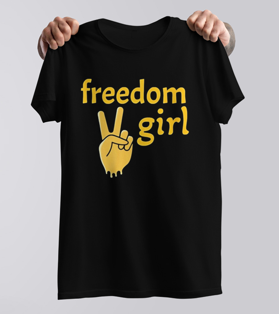 Freedom Girl Peace Sign Hand Gesture T-Shirt