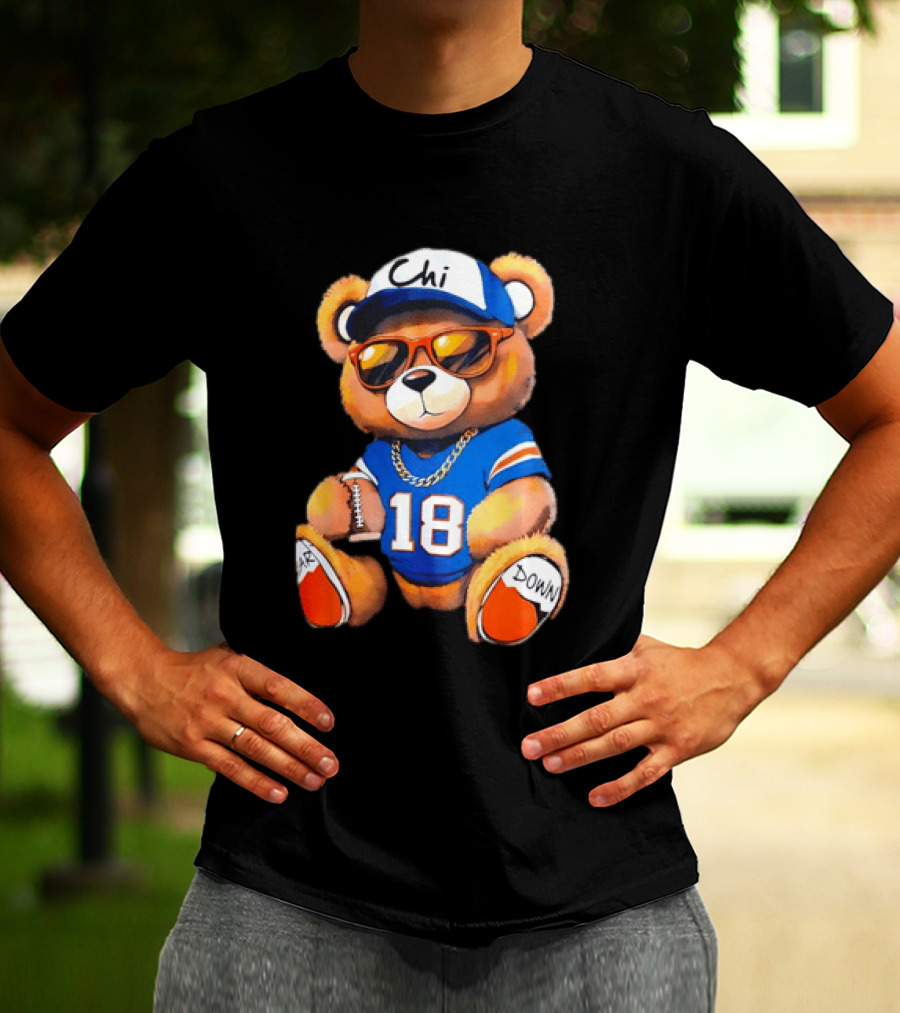 Bear Down Chi 18 Teddy Bear Football Fan Gear T-Shirt