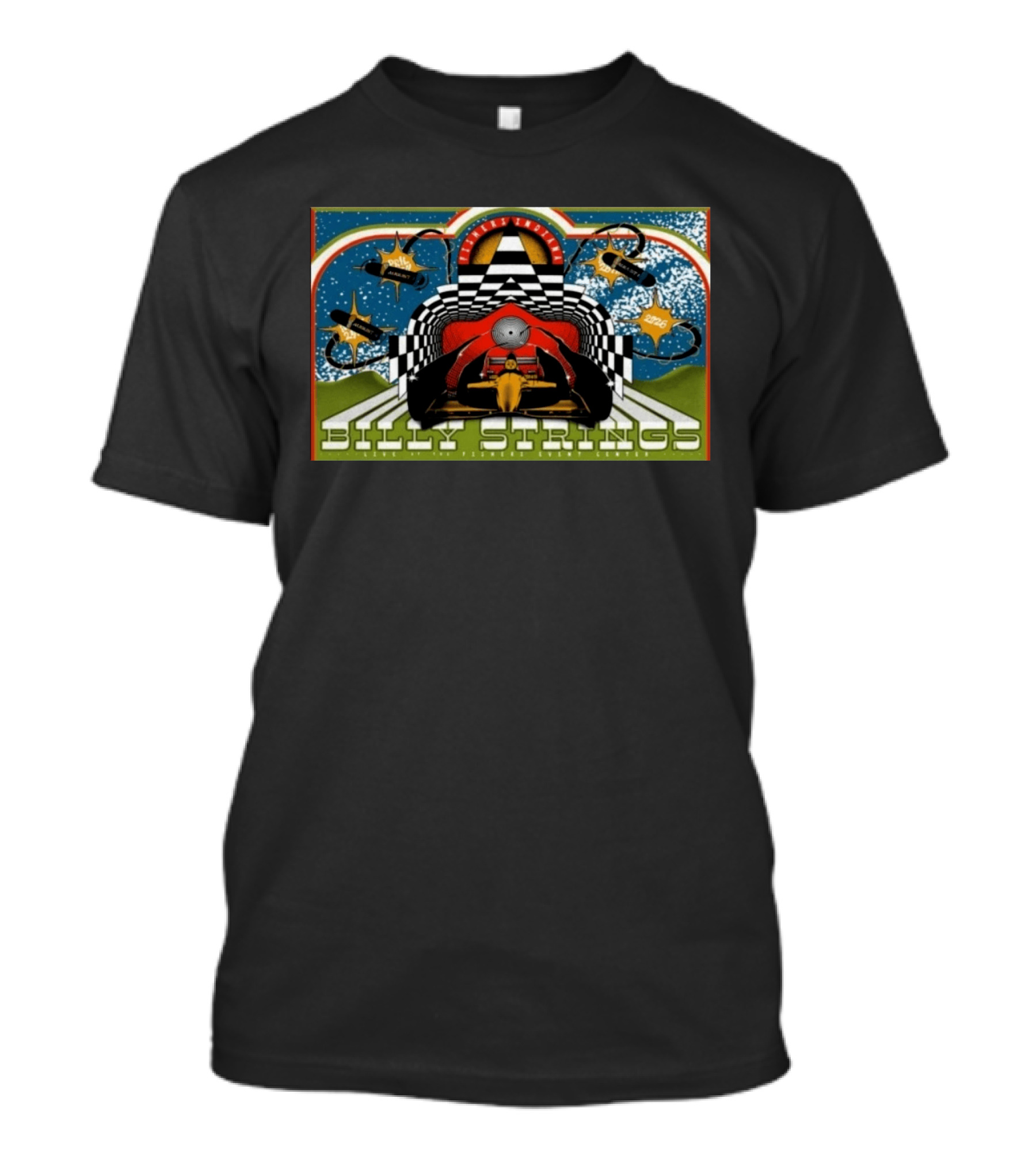 Billy Strings Live Fishers Event Center Aug 6 8 2026 Checkerboard Tunnel Race Car Aesthetic T-Shirt