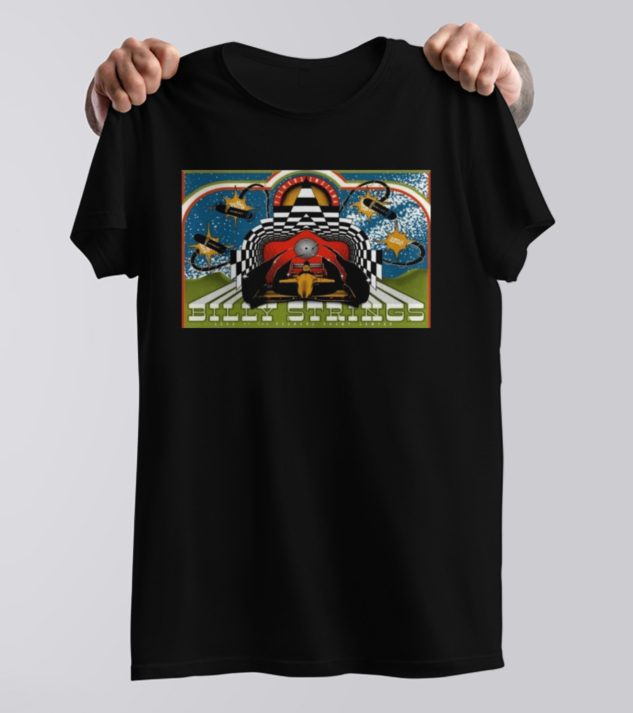Billy Strings Live Fishers Event Center Aug 6 8 2026 Checkerboard Tunnel Race Car Aesthetic T-Shirt