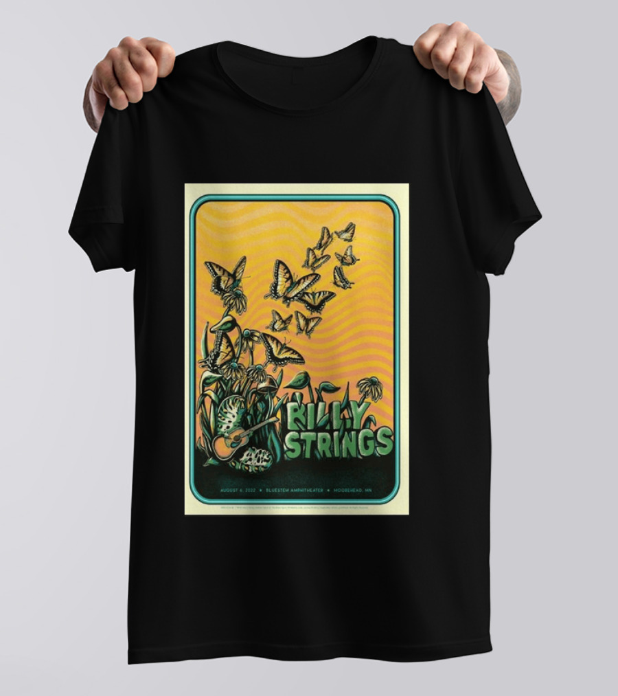 Billy Strings Bluestem Amphitheater August 6 2022 Butterfly Moorehead MN T-Shirt