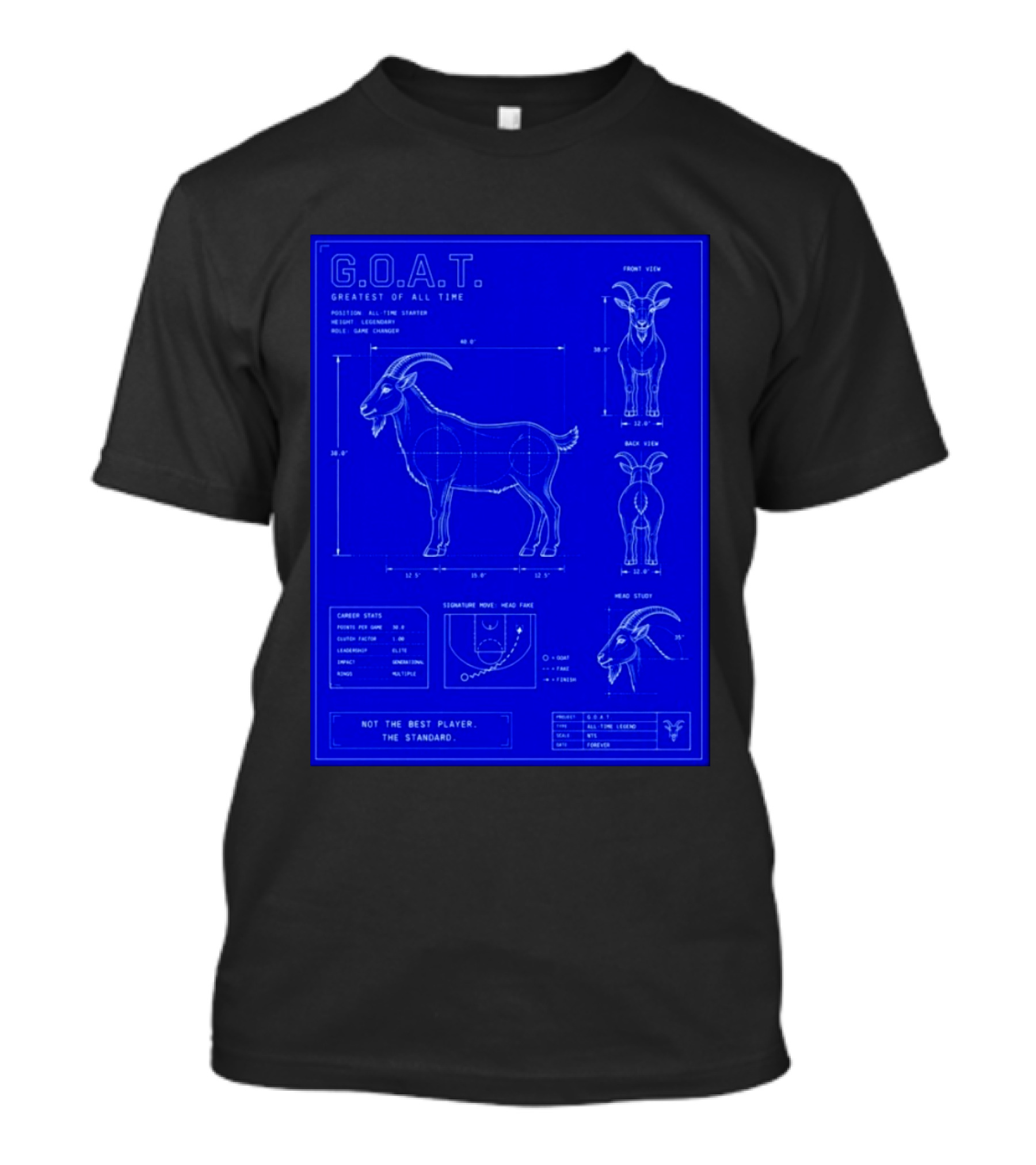 G.O.A.T. Greatest Of All Time Basketball Fall Blueprint Meme T-Shirt