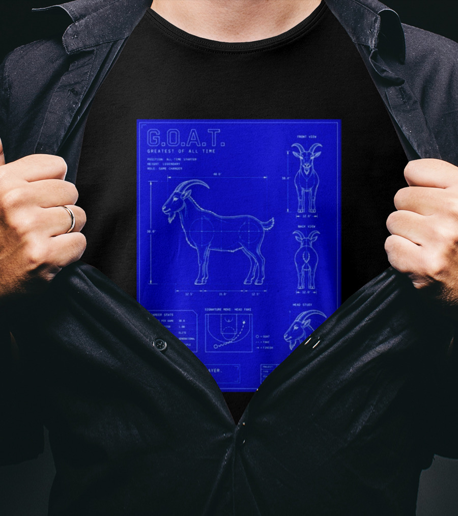 G.O.A.T. Greatest Of All Time Basketball Fall Blueprint Meme T-Shirt