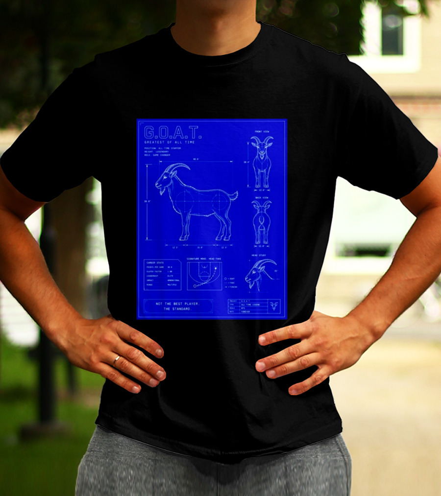 G.O.A.T. Greatest Of All Time Basketball Fall Blueprint Meme T-Shirt