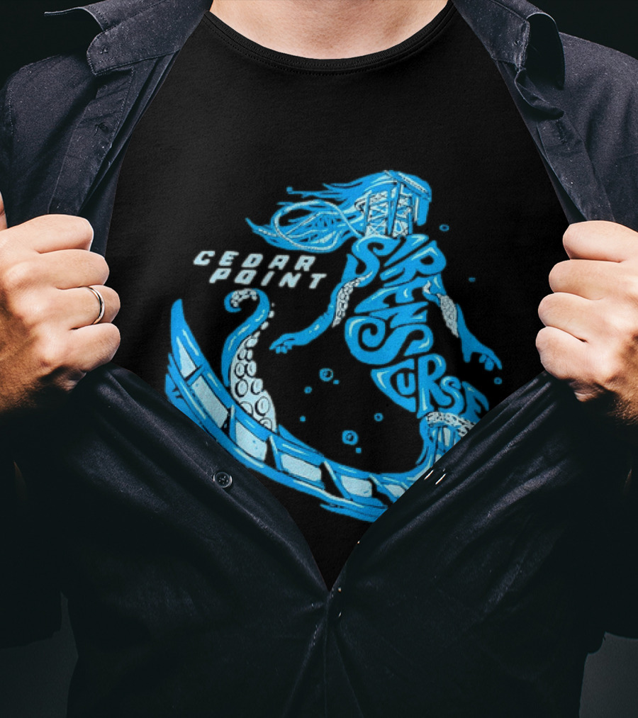 Cedar Point Sirens Curse Roller Blue Mermaid T-Shirt