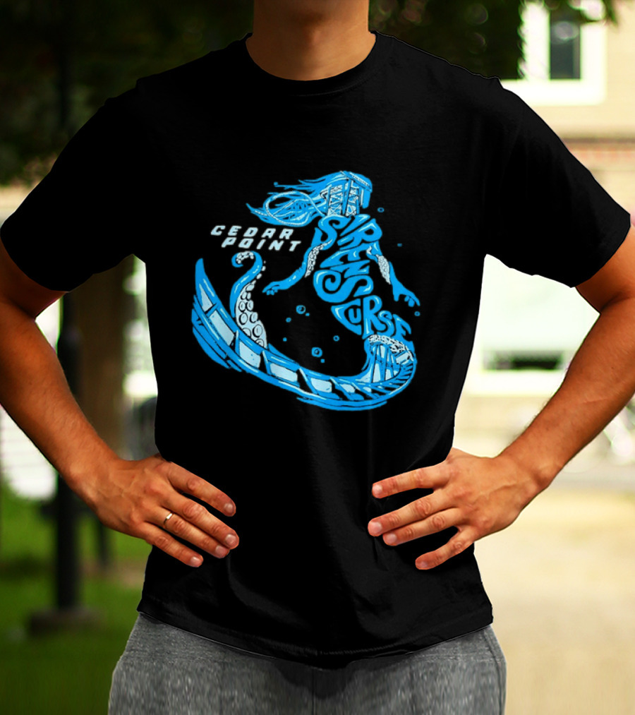 Cedar Point Sirens Curse Roller Blue Mermaid T-Shirt