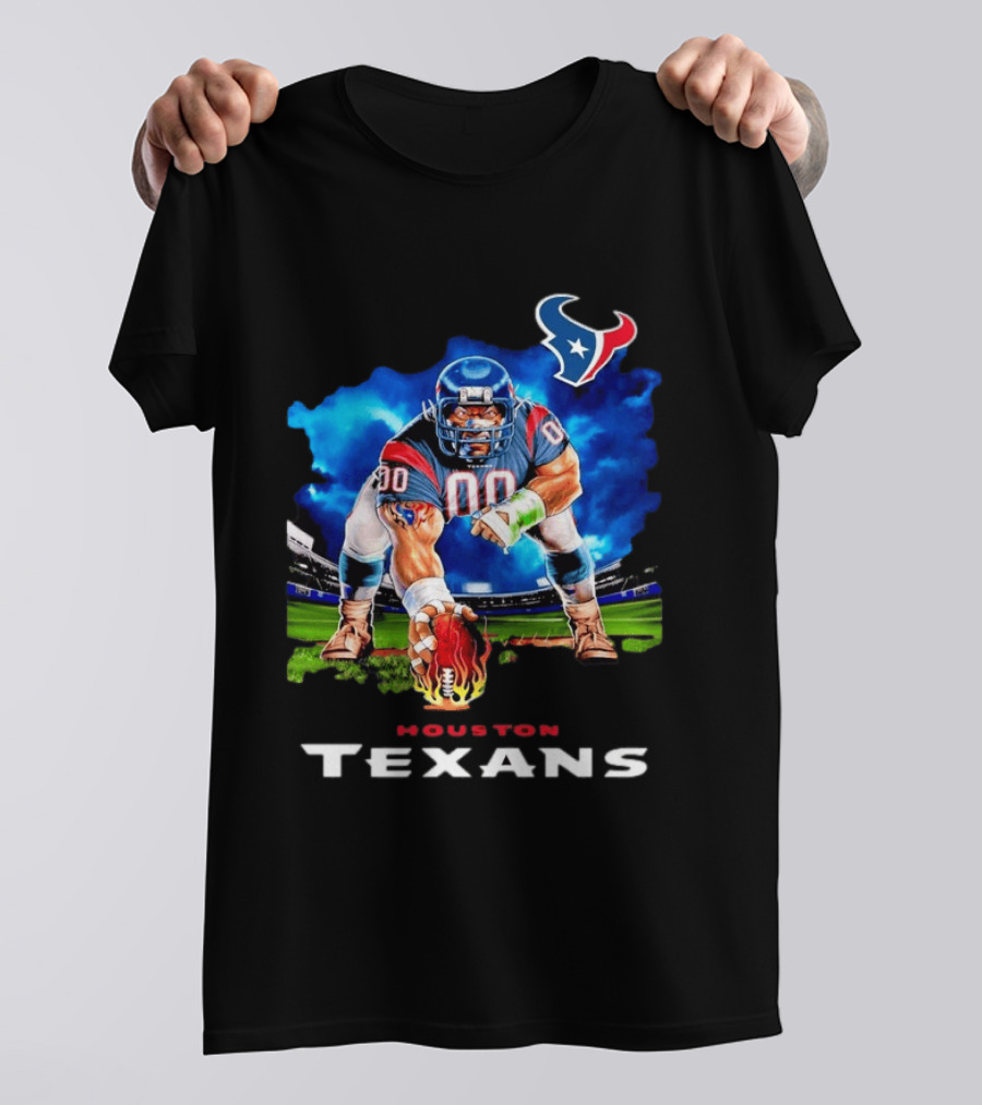 Houston Texans Ferocious Football Player NFL Team Spirit Challenge T-Shirt