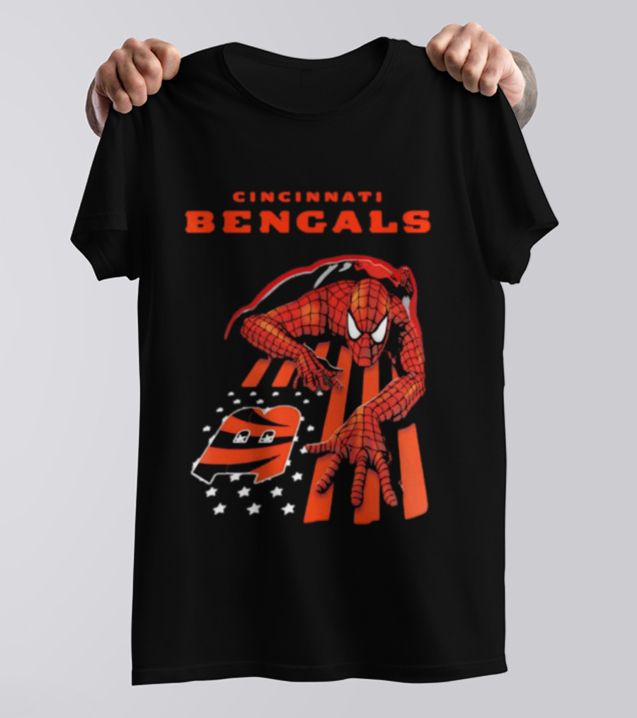 Cincinnati Bengals Spiderman Stripes Marvel T-Shirt
