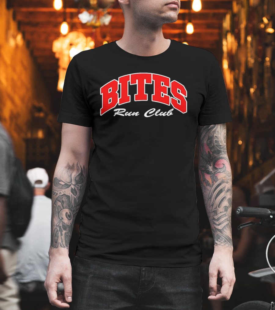 Bites Run Club Classic Style Sports Lettering T-Shirt