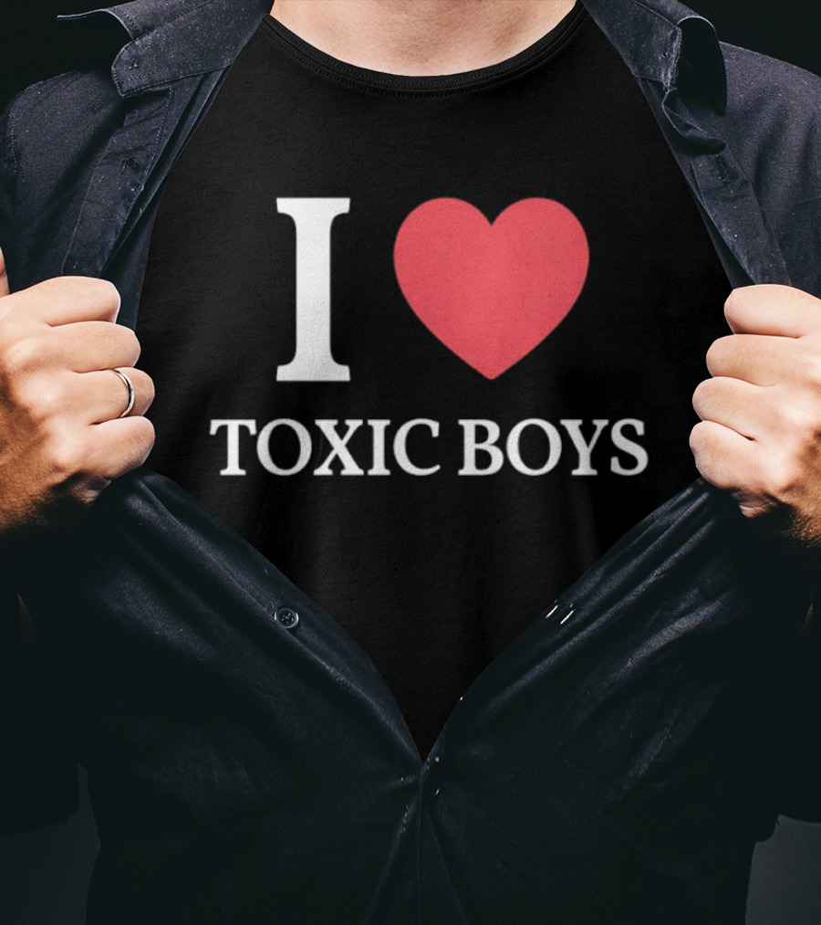 I Heart Toxic Boys Bold White And Red T-Shirt