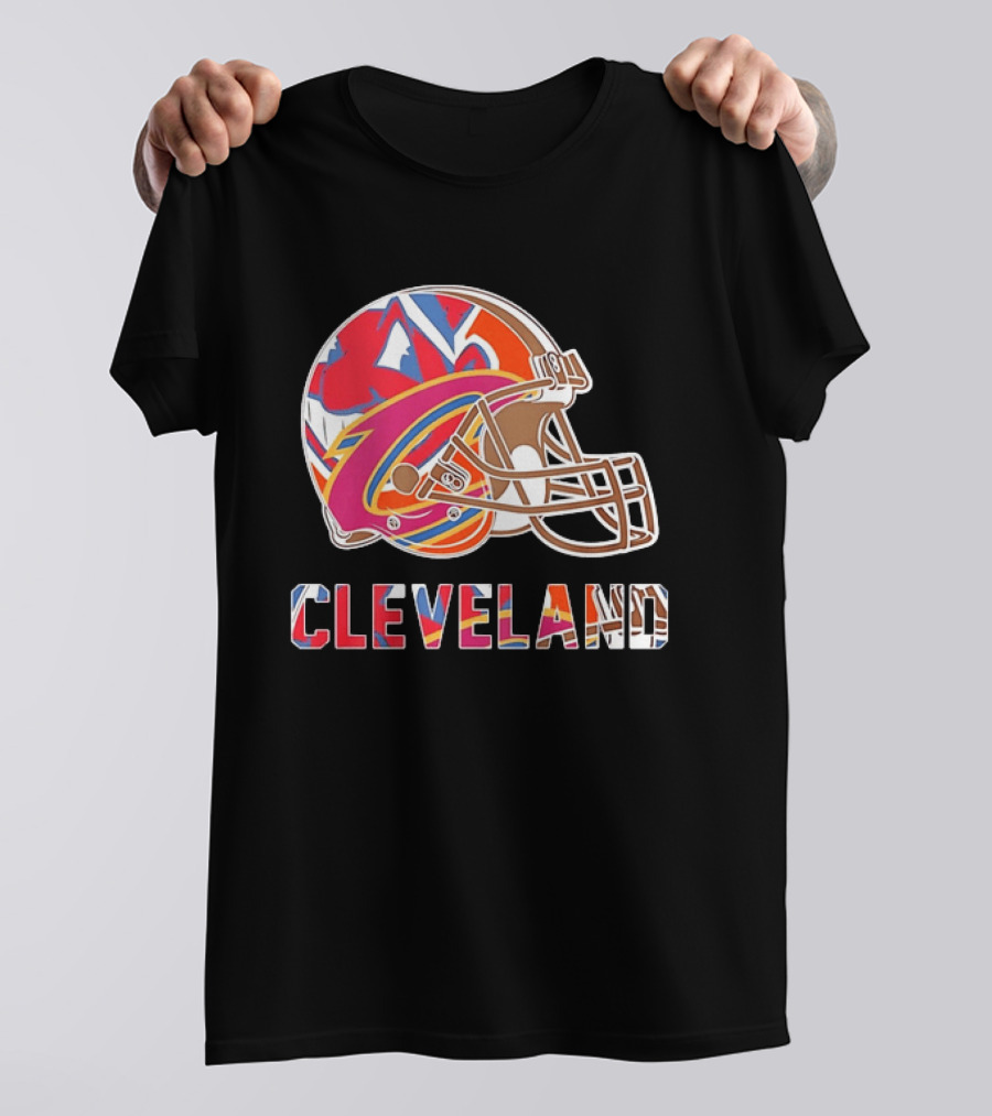 Cleveland Football Cavaliers Browns Guardians Helmet T-Shirt