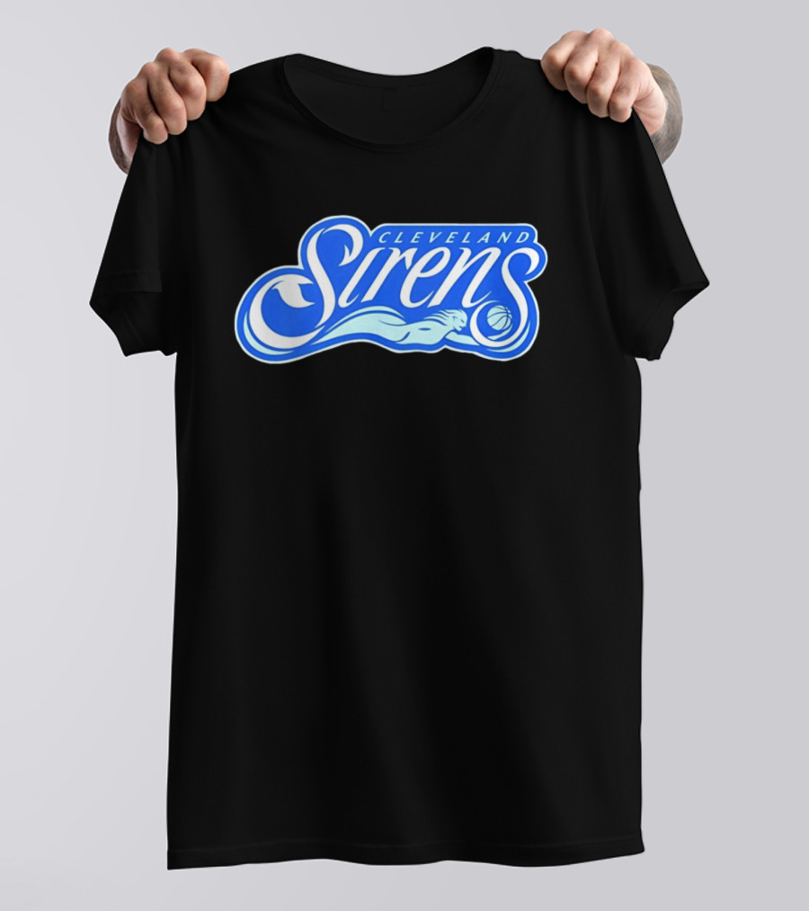 Cleveland Sirens Basketball Sports Team Oceanic Logo With Athlete And Ball T-Shirt
