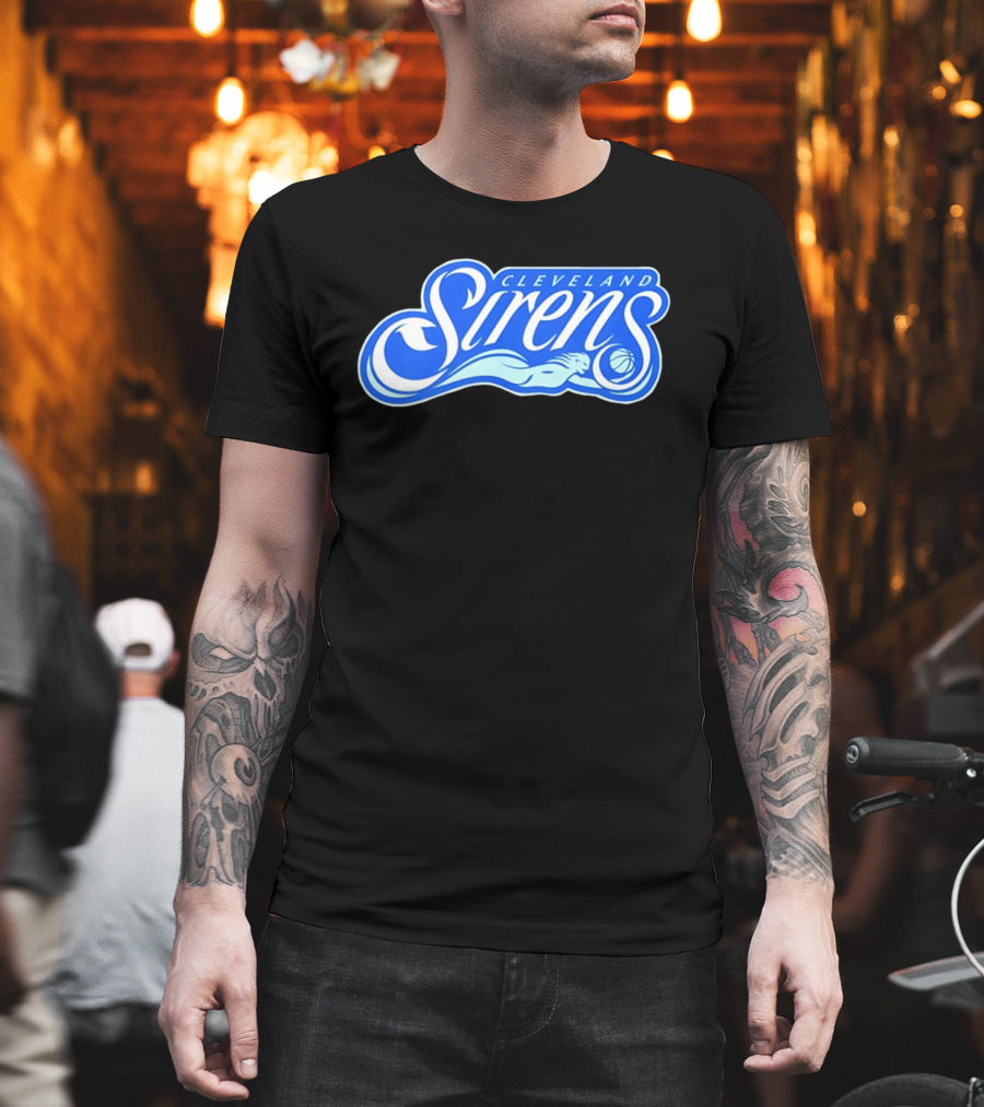Cleveland Sirens Basketball Sports Team Oceanic Logo With Athlete And Ball T-Shirt