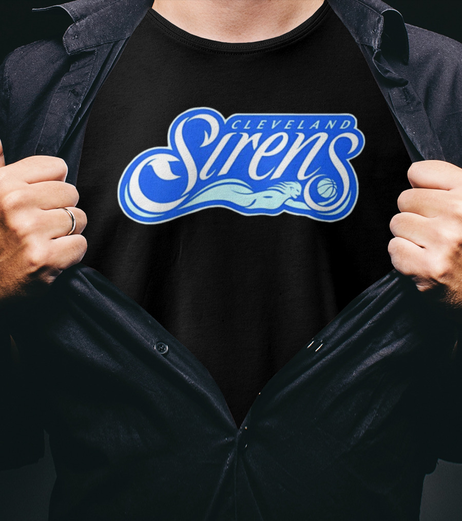 Cleveland Sirens Basketball Sports Team Oceanic Logo With Athlete And Ball T-Shirt