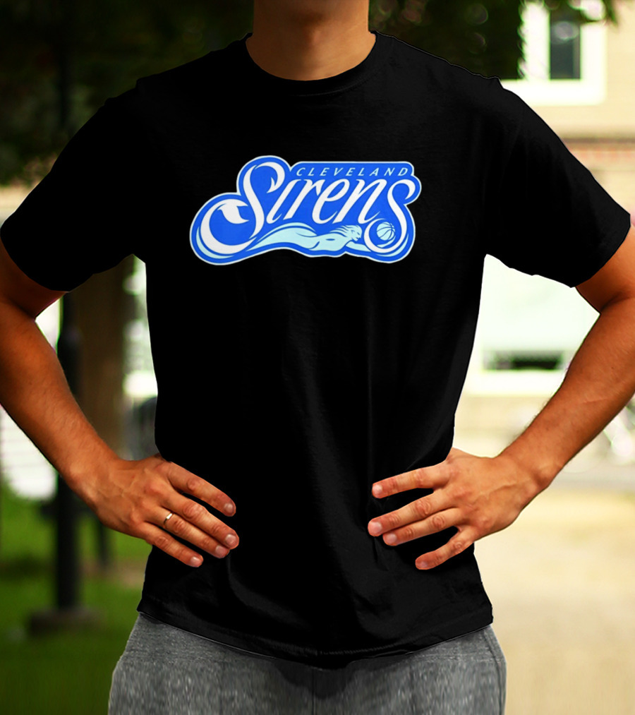 Cleveland Sirens Basketball Sports Team Oceanic Logo With Athlete And Ball T-Shirt