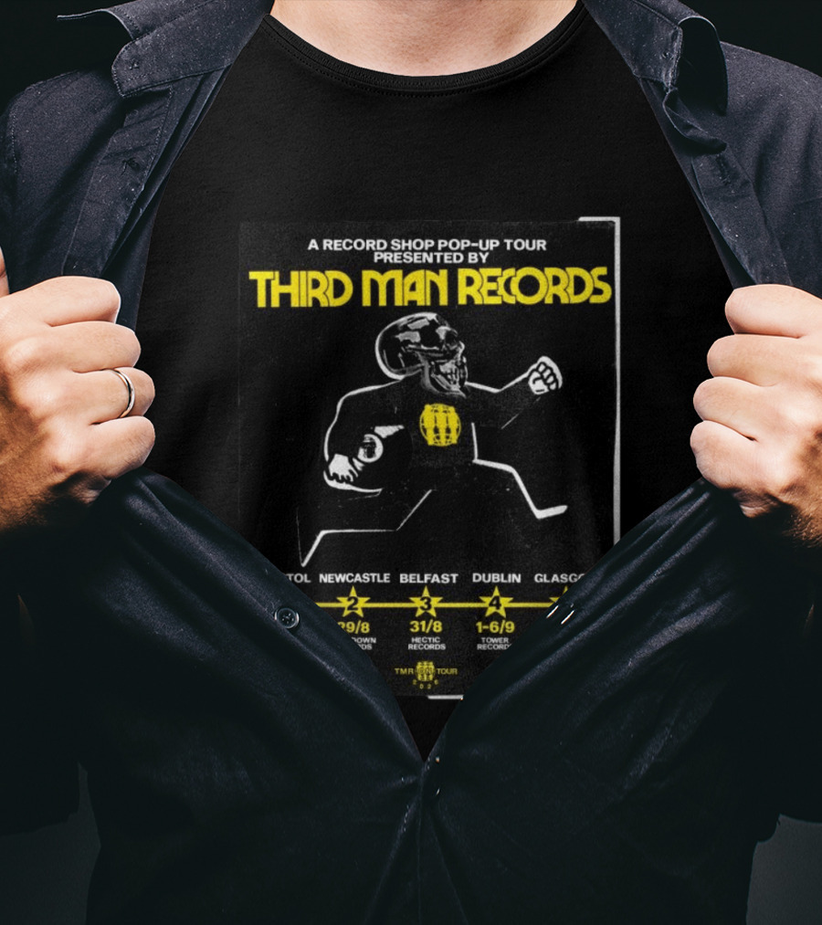 Third Man Records A Record Shop Pop Up Tour Bristol Newcastle Belfast Dublin Glasgow 2023 T-Shirt
