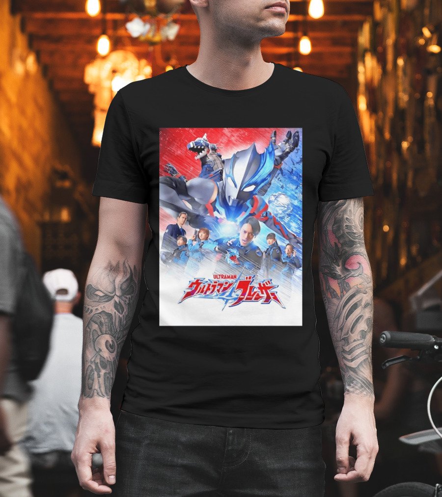 Ultraman Blazar Cast And Characters With Heroic Action Scene T-Shirt