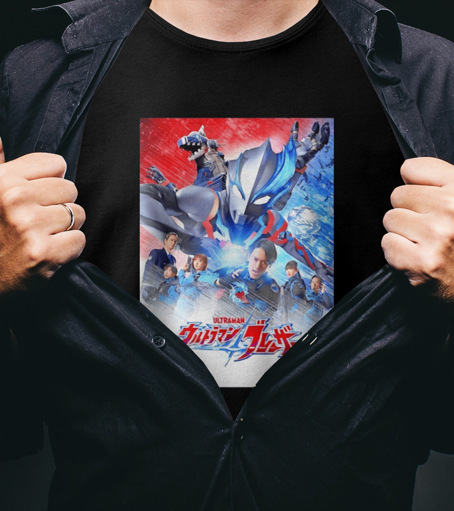 Ultraman Blazar Cast And Characters With Heroic Action Scene T-Shirt