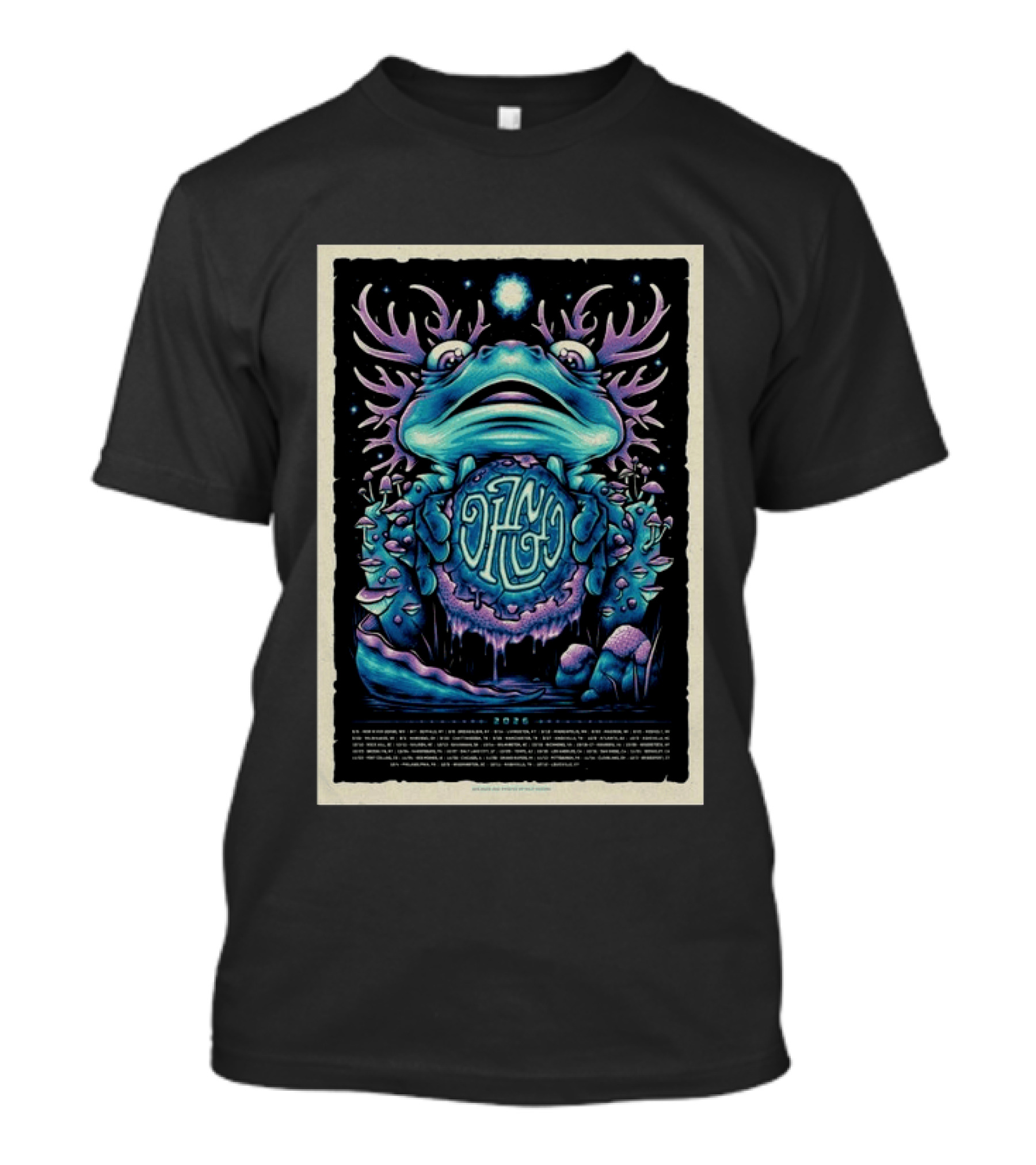 Dizgo 2026 Tour Frog And Mushrooms Psychedelic T-Shirt