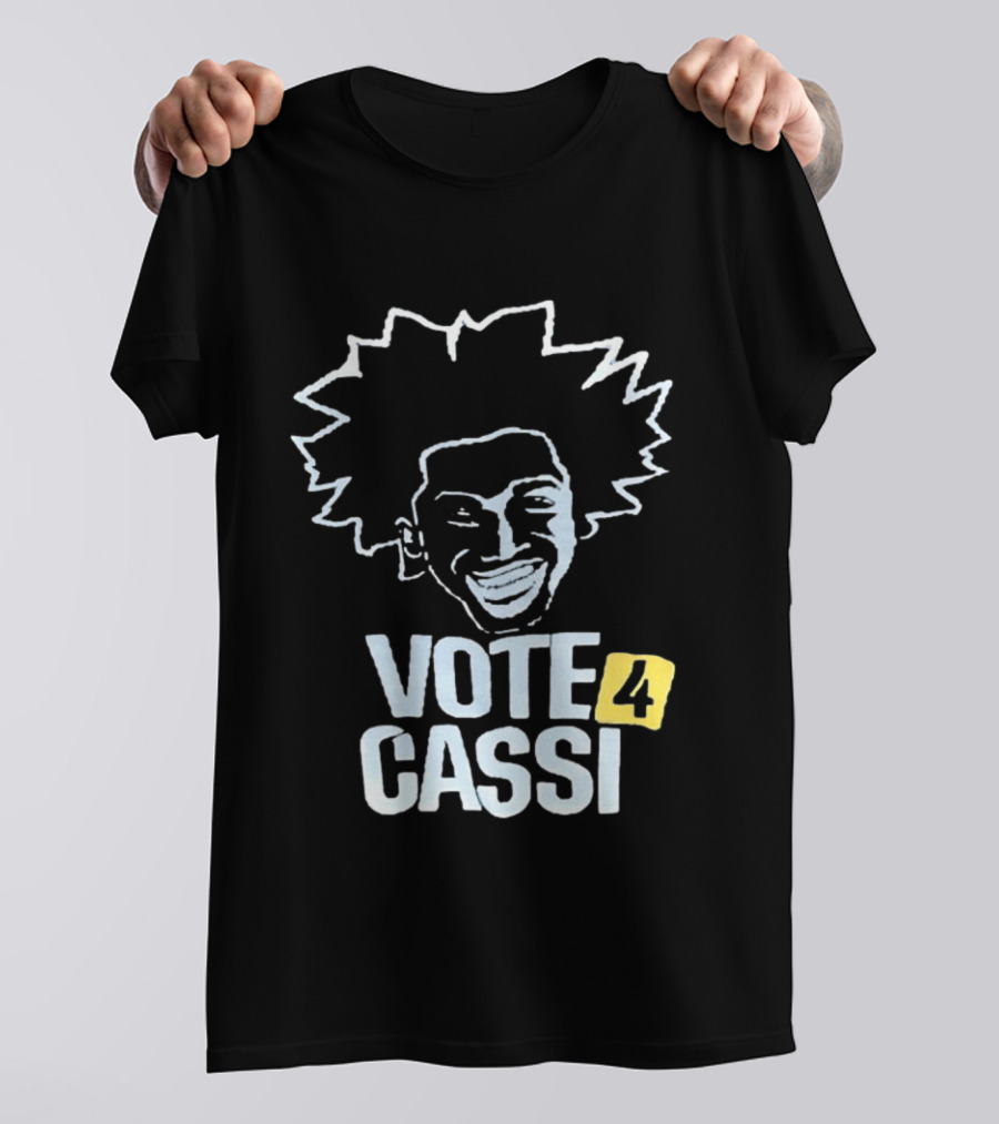 Vote 4 Cassi Spiky Afro Smiling Line T-Shirt