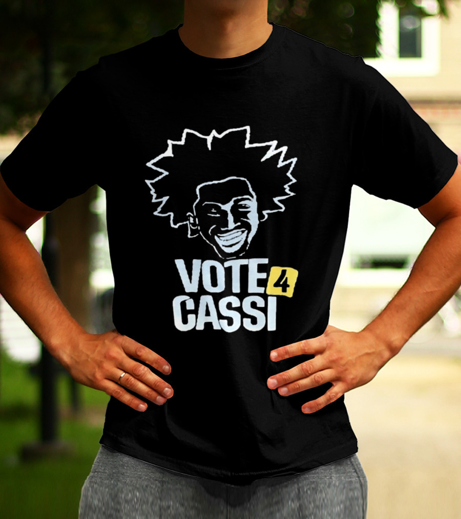 Vote 4 Cassi Spiky Afro Smiling Line T-Shirt