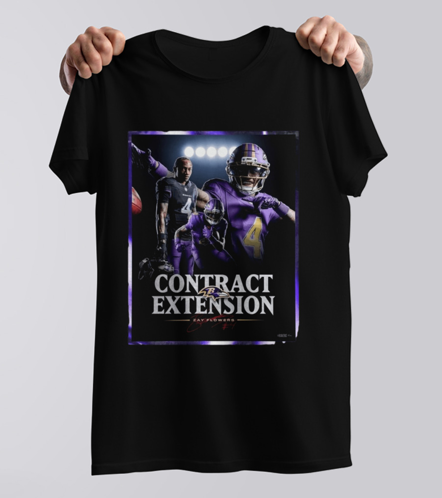 Contract Extension Zay Flowers Baltimore Ravens Number 4 T-Shirt