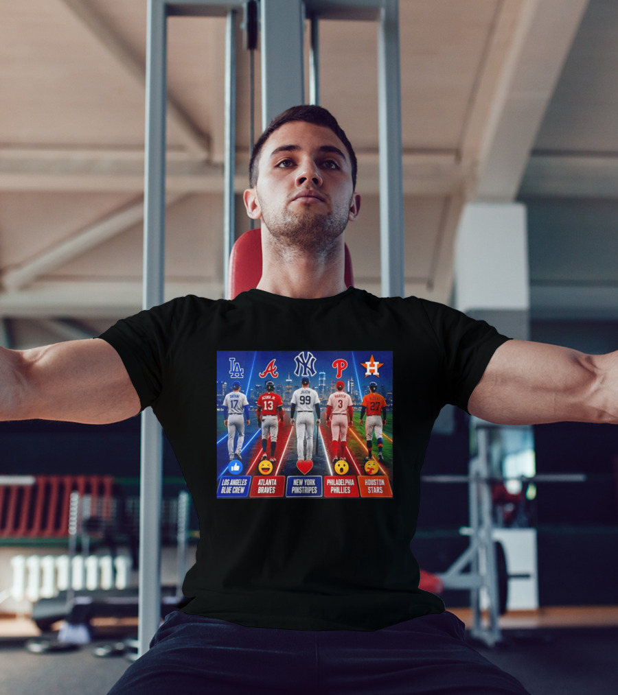 Los Angeles Blue Crew Atlanta Braves New York Pinstripes Philadelphia Phillies Houston Stars Ohtani Acuna Jr Jaxon Harper Altuve T-Shirt