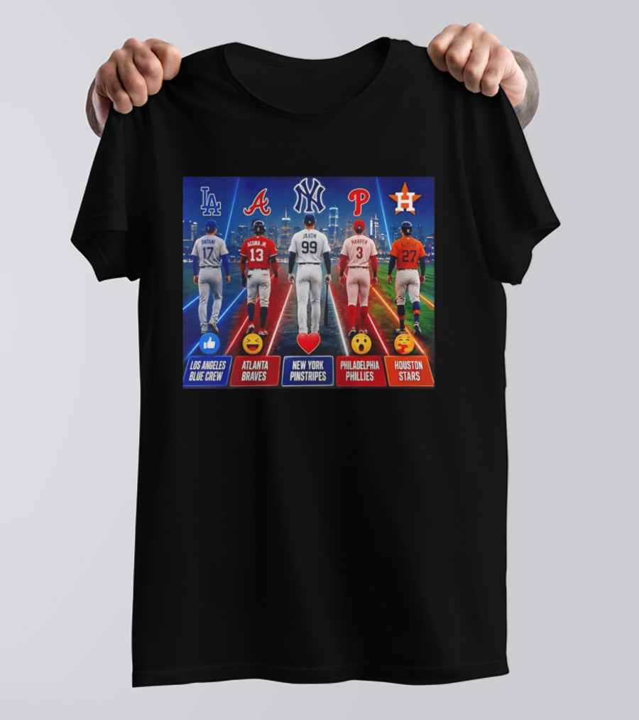 Los Angeles Blue Crew Atlanta Braves New York Pinstripes Philadelphia Phillies Houston Stars Ohtani Acuna Jr Jaxon Harper Altuve T-Shirt