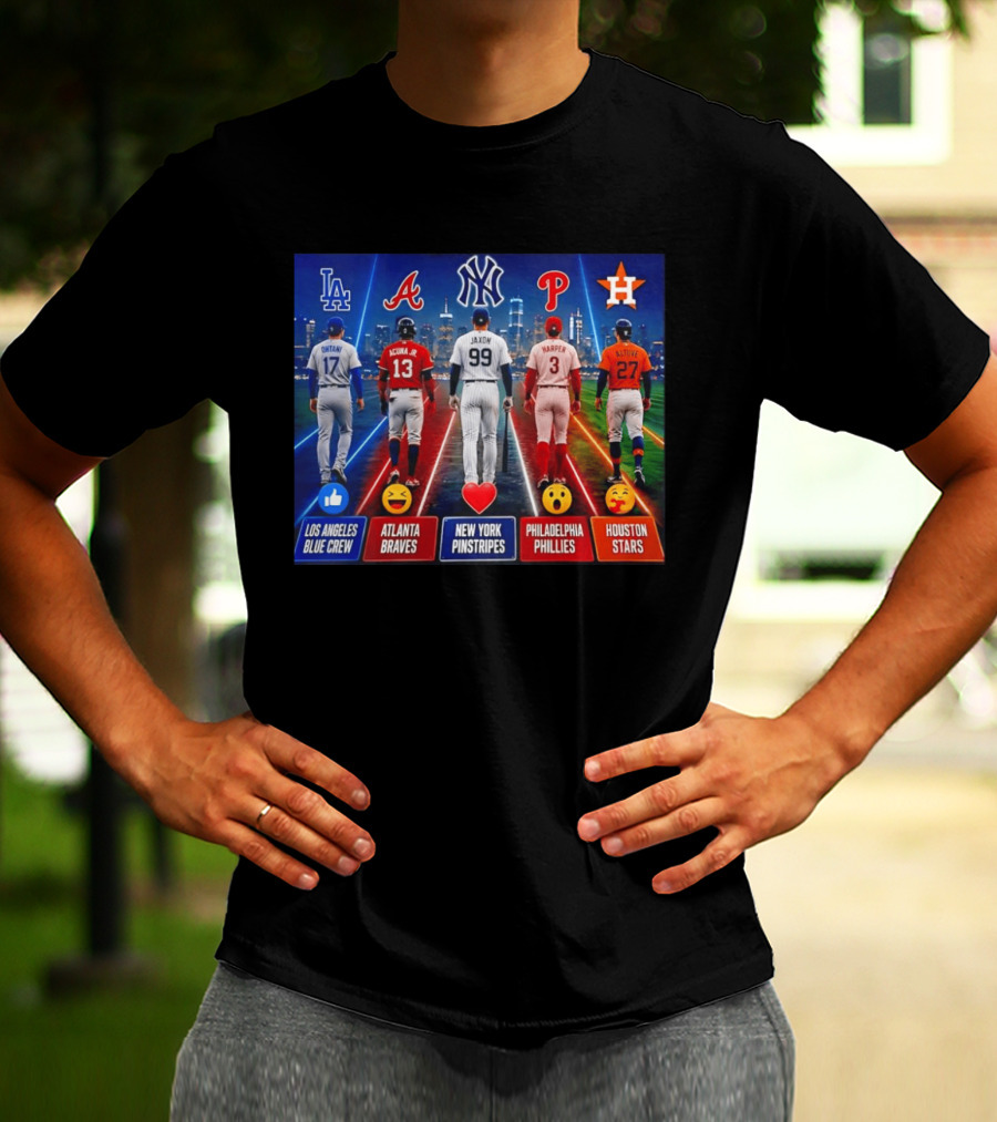 Los Angeles Blue Crew Atlanta Braves New York Pinstripes Philadelphia Phillies Houston Stars Ohtani Acuna Jr Jaxon Harper Altuve T-Shirt