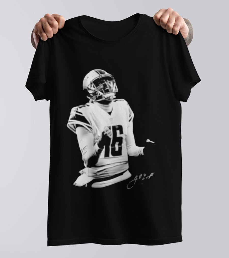 Original Detroit Lions Jared Goff 16 Quarterback MVP Player Autograph T-Shirt