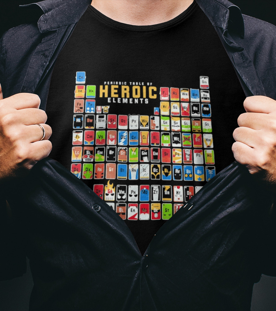 Periodic Table Of Heroic Elements Superhero Chart T-Shirt