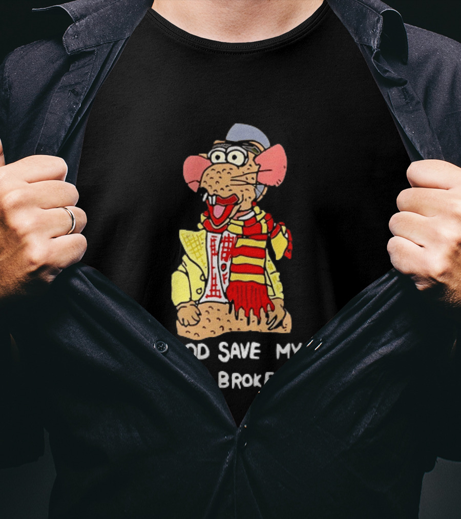 God Save My Little Broken Body Rat Character In Scarf And Yellow Jacket T-Shirt