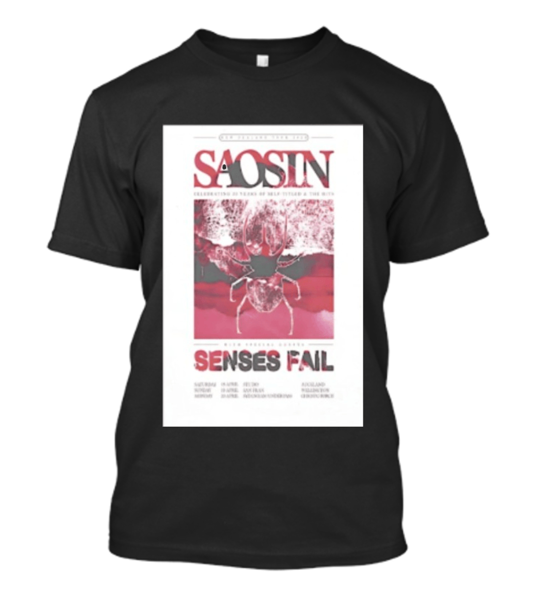 Saosin Sense Fail 2026 New Zealand Tour T-Shirt