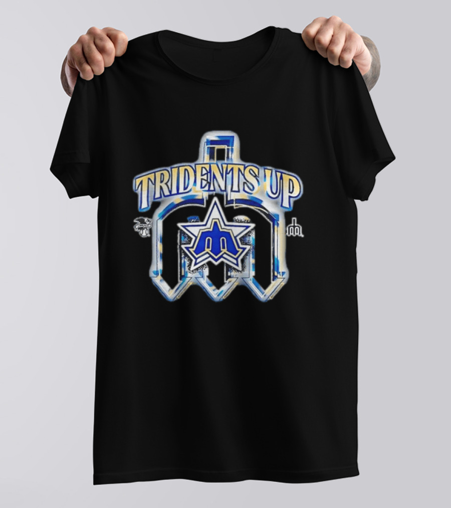 Seattle Mariners MLB Tridents Up 3D Metallic Compass Star T-Shirt