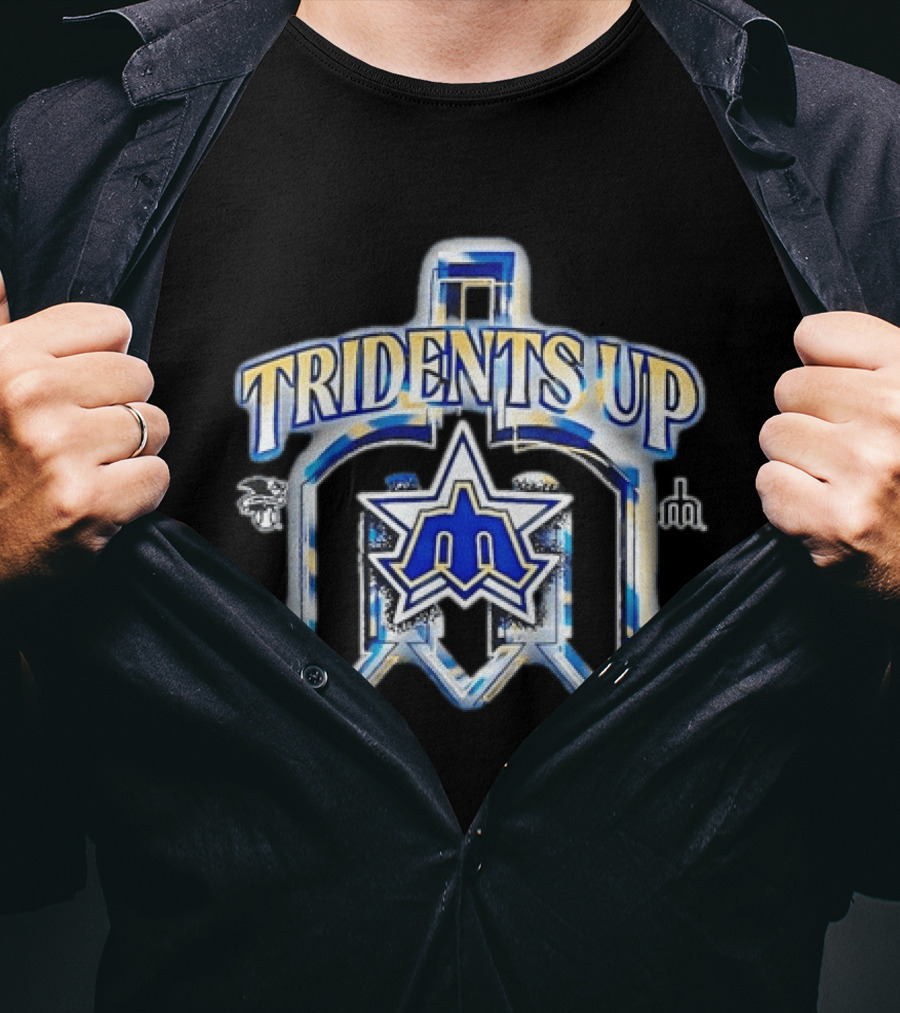 Seattle Mariners MLB Tridents Up 3D Metallic Compass Star T-Shirt