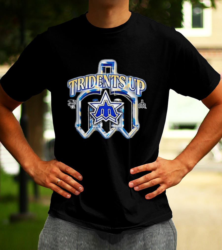 Seattle Mariners MLB Tridents Up 3D Metallic Compass Star T-Shirt