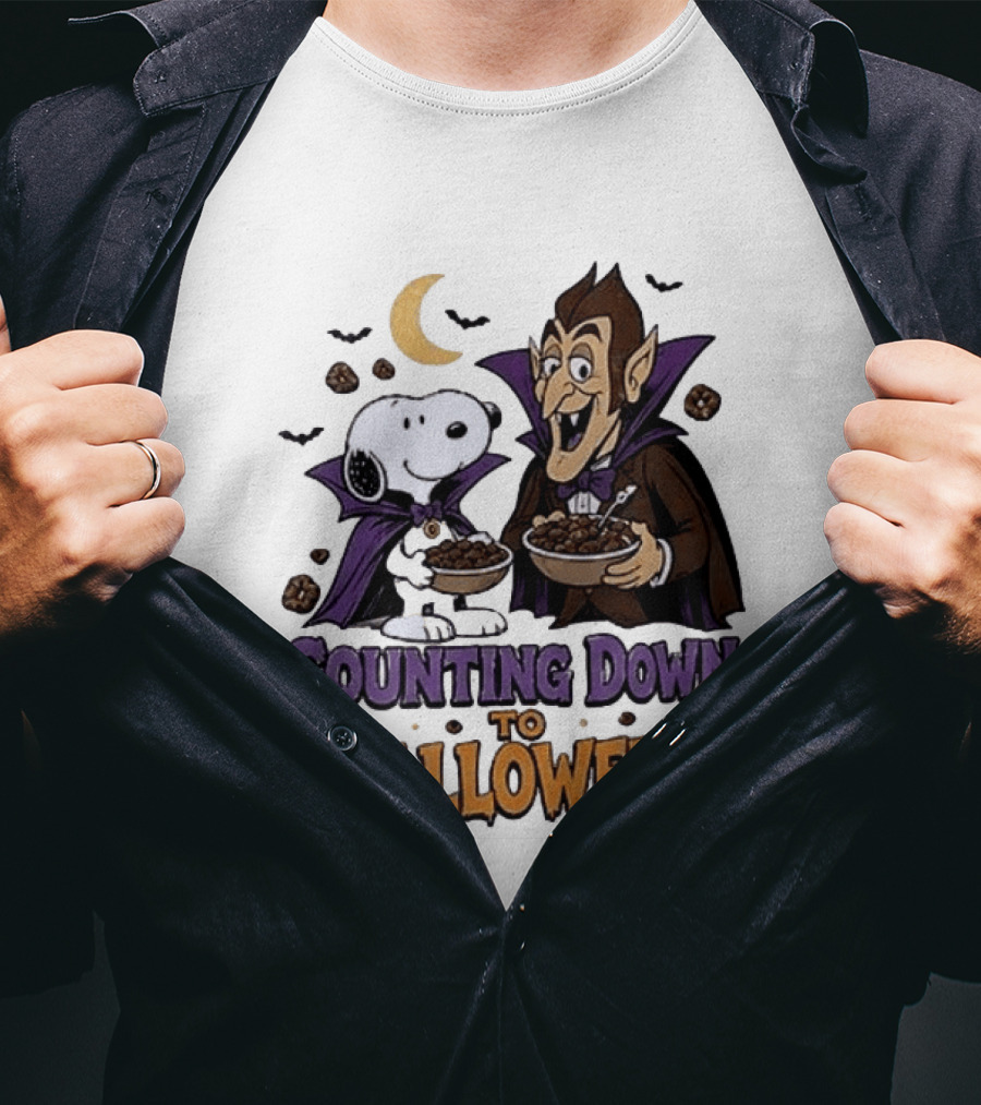 Peanuts Snoopy And Dracula Counting Down To Halloween T-Shirt