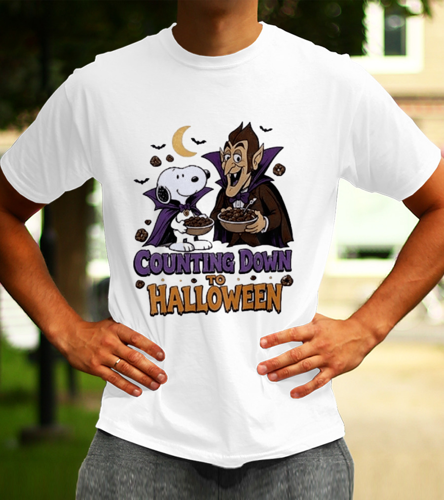 Peanuts Snoopy And Dracula Counting Down To Halloween T-Shirt