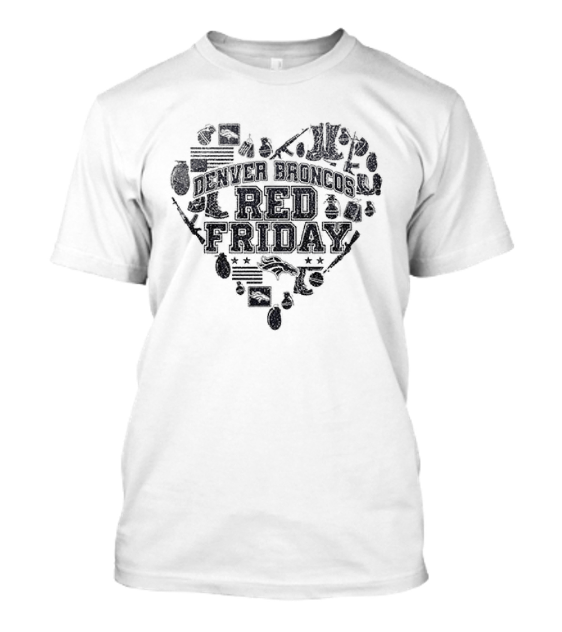Denver Broncos Remember Everyone Deployed Heart Shape Red Friday T-Shirt