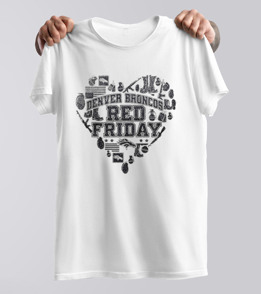 Denver Broncos Remember Everyone Deployed Heart Shape Red Friday T-Shirt
