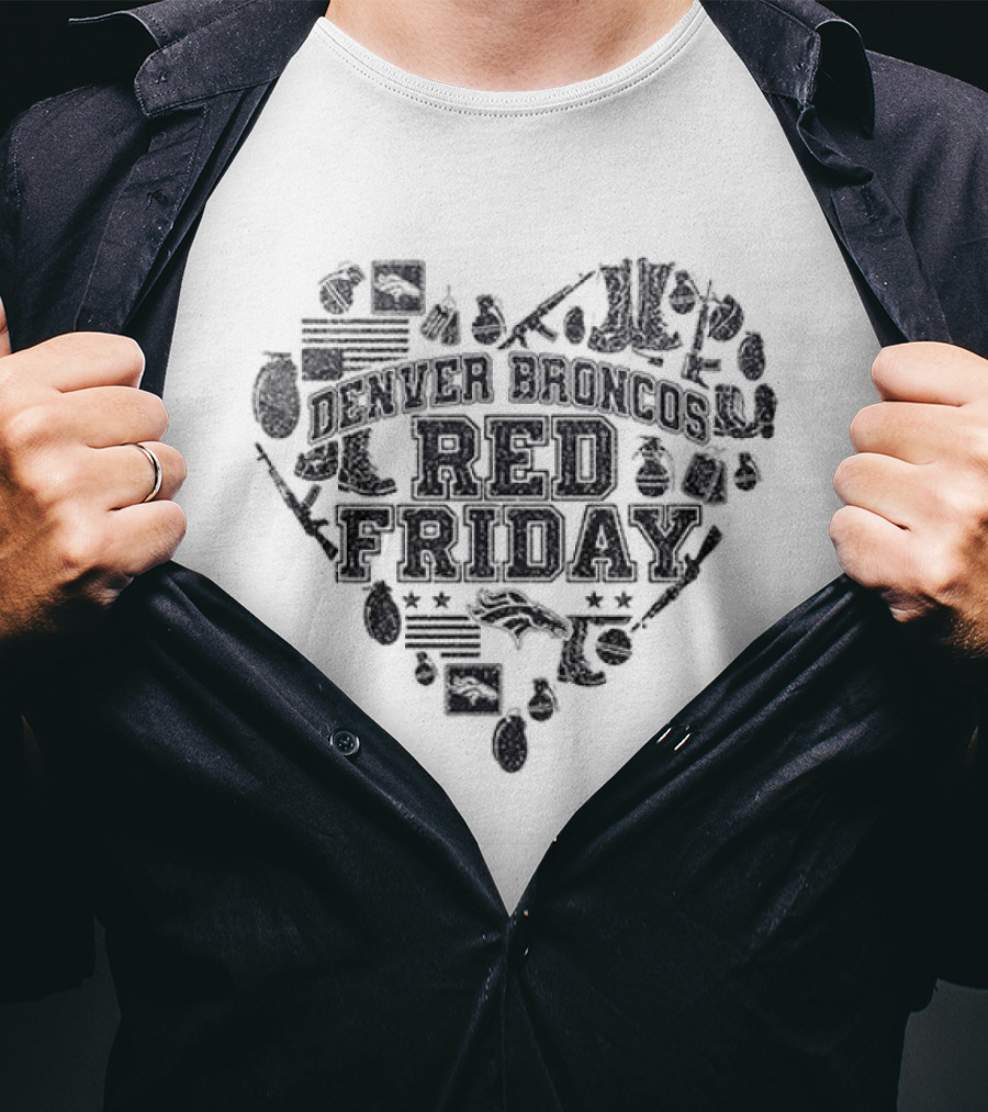 Denver Broncos Remember Everyone Deployed Heart Shape Red Friday T-Shirt