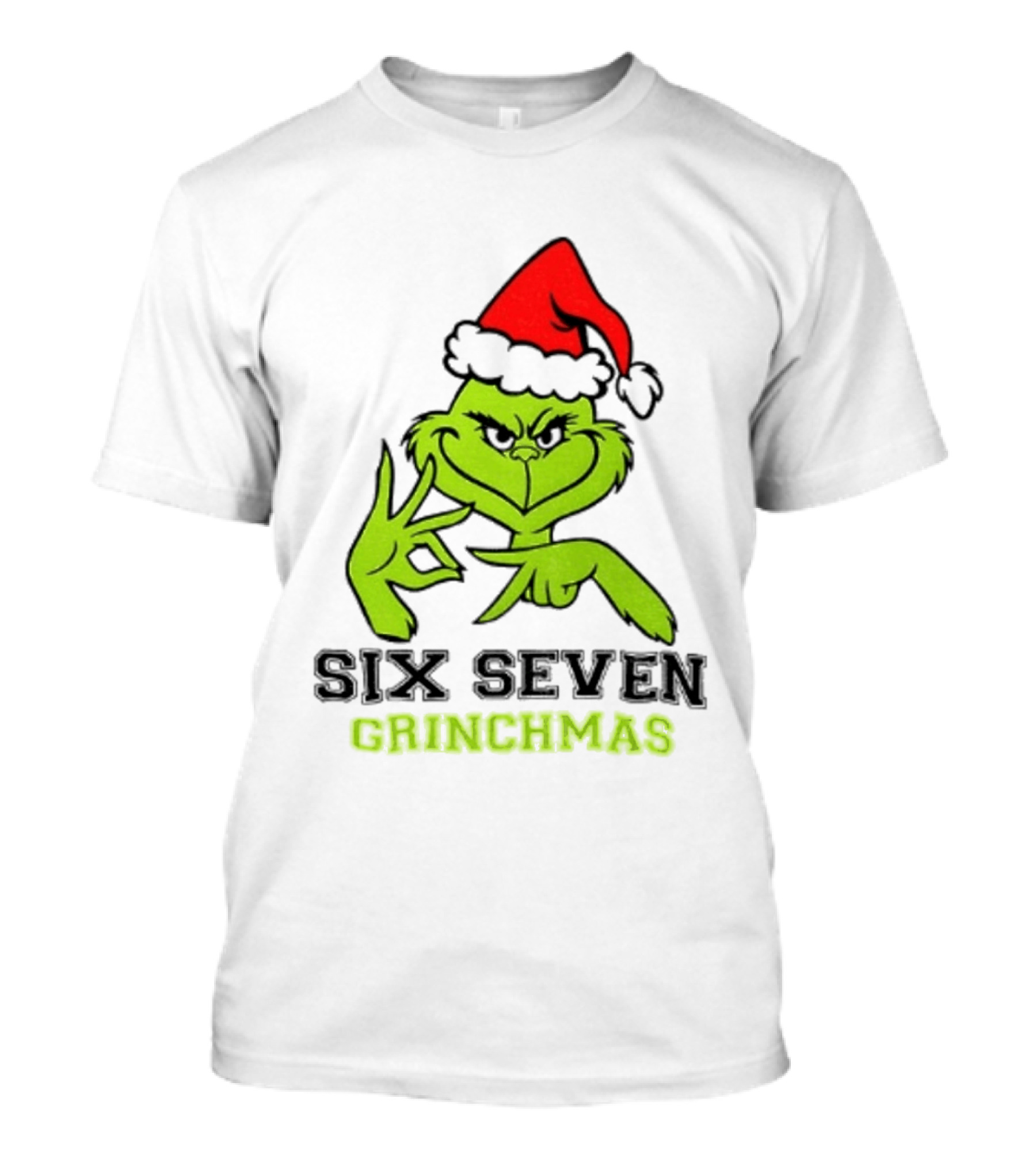 Grinch Santa Hat Six Seven Grinchmas Christmas 2025 Festive T-Shirt