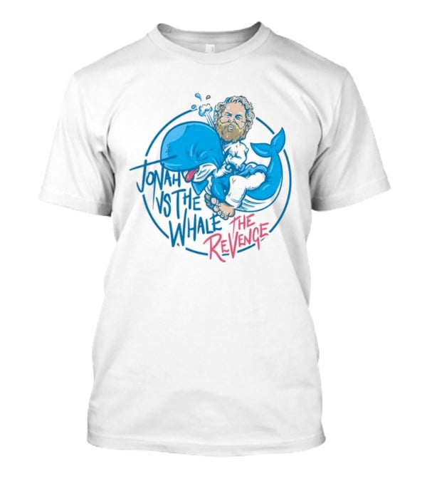 Jonah Vs The Whale The Revenge Cartoon Bearded Man Grappling Blue Creature T-Shirt