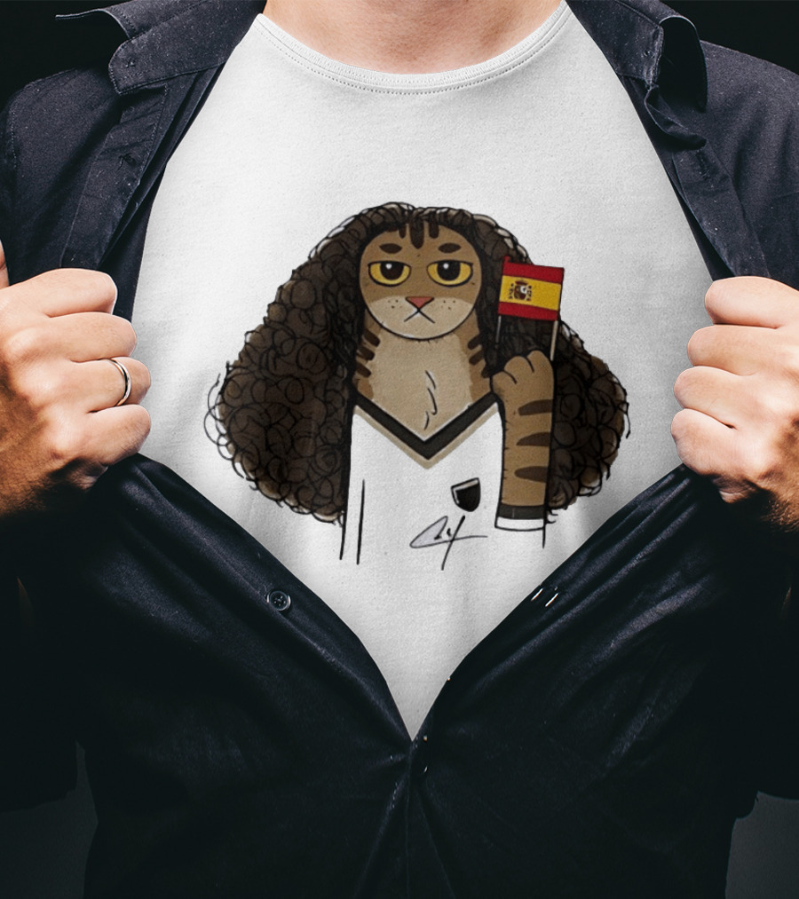 Marc Cucurella Cat Holding Spain Flag FC Barcelona T-Shirt