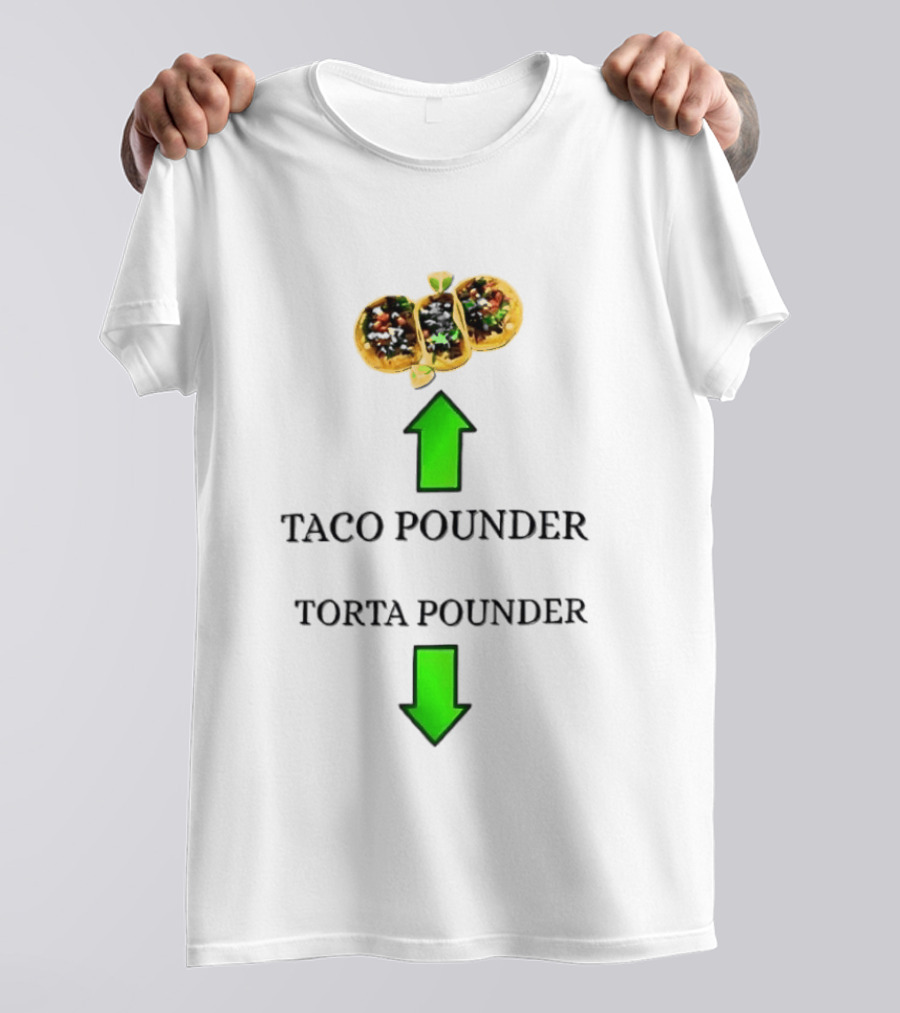 Taco Pounder Torta Pounder Trio Mexican Tacos Lime Green Arrows T-Shirt