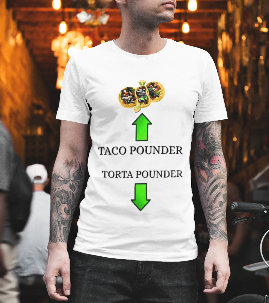 Taco Pounder Torta Pounder Trio Mexican Tacos Lime Green Arrows T-Shirt