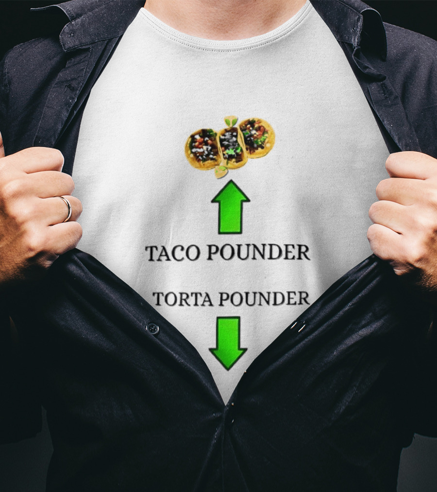 Taco Pounder Torta Pounder Trio Mexican Tacos Lime Green Arrows T-Shirt