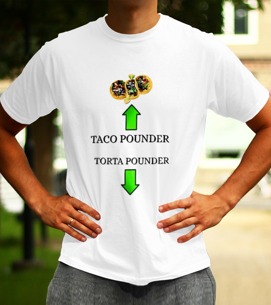 Taco Pounder Torta Pounder Trio Mexican Tacos Lime Green Arrows T-Shirt