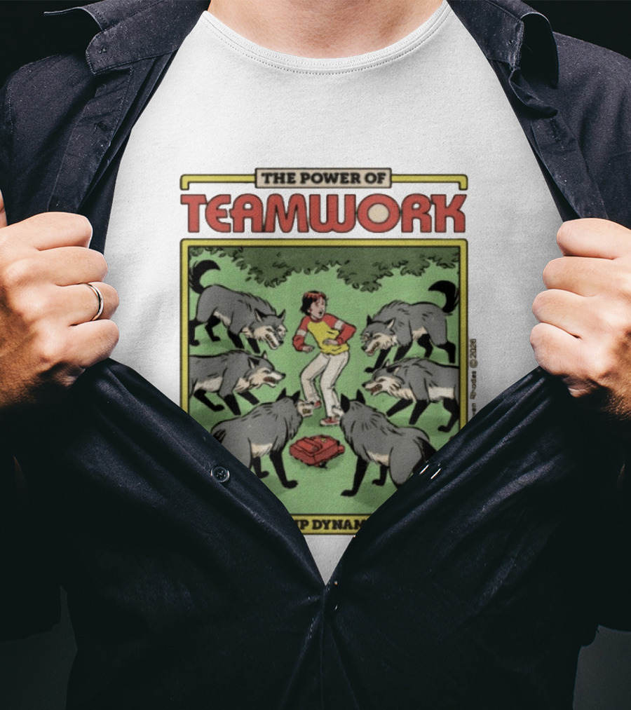 The Power Of Teamwork Group Dynamics Child Surrounded By Wolves T-Shirt