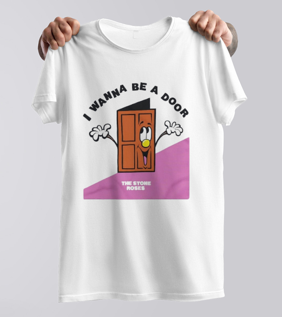 The Stone Roses I Wanna Be A Door Cartoon Yellow Nose Waving Hands T-Shirt